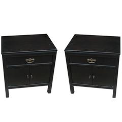 Pair of Mid-Century Ebonized Nightstands by Century Furniture Co