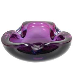 Mid-Century Modernist Vibrant Amethyst Handblown Murano Glass Bowl 6