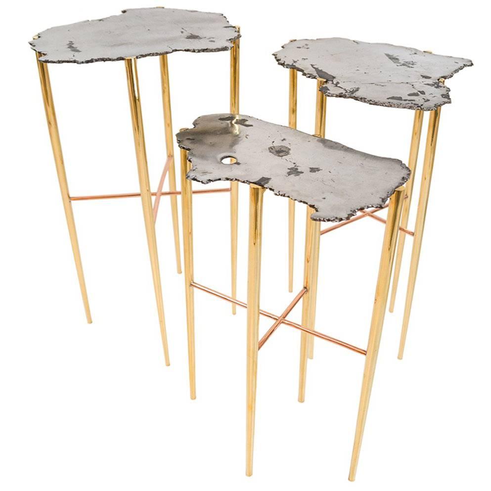 Meteorite Cocktail Tables in Solid Brass or Copper by Christopher Kreiling For Sale