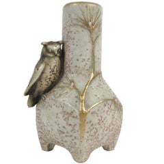 Amphora Shaped Vase with an Owl, Viennese, Austria