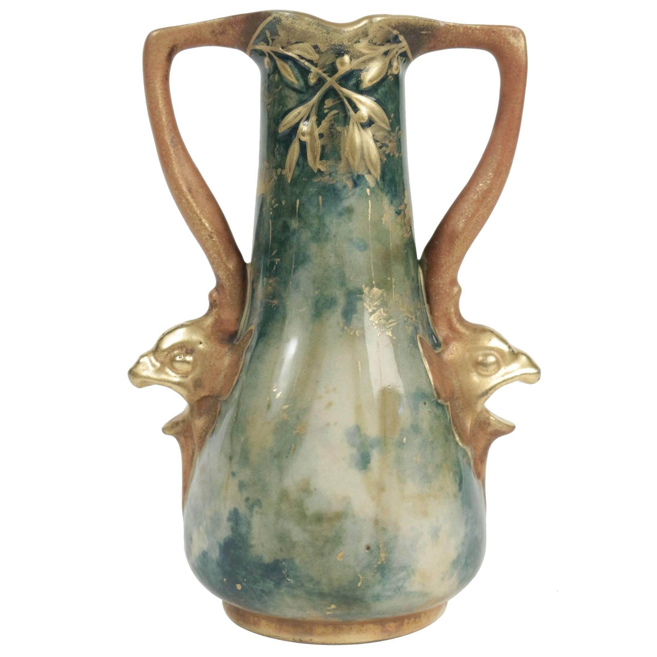 Amphora Shaped Earthenware Vase, Viennese, Austria, circa 1900