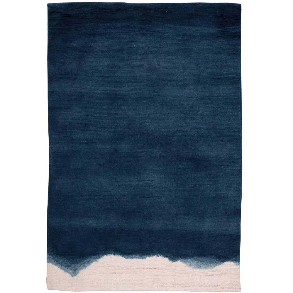 Natural Ombre Dip-Dyed Indigo Wool Small Rug at 1stDibs