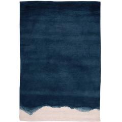 Natural Ombre Dip-Dyed Indigo Wool Small Rug