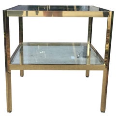 Mid-Century Two-Tier Brass and Glass Table