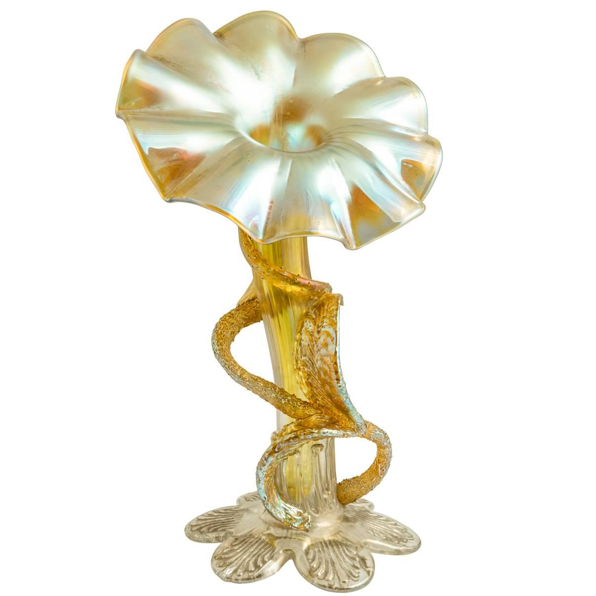 Loetz “Jack-in-the-pulpit” Vase, circa 1910 with Paper Pattern from the Archives