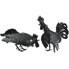 Vintage Pair of Handmade Midcentury Roosters