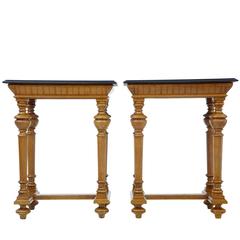 Pair of Victorian Oak and Mahogany Side Tables