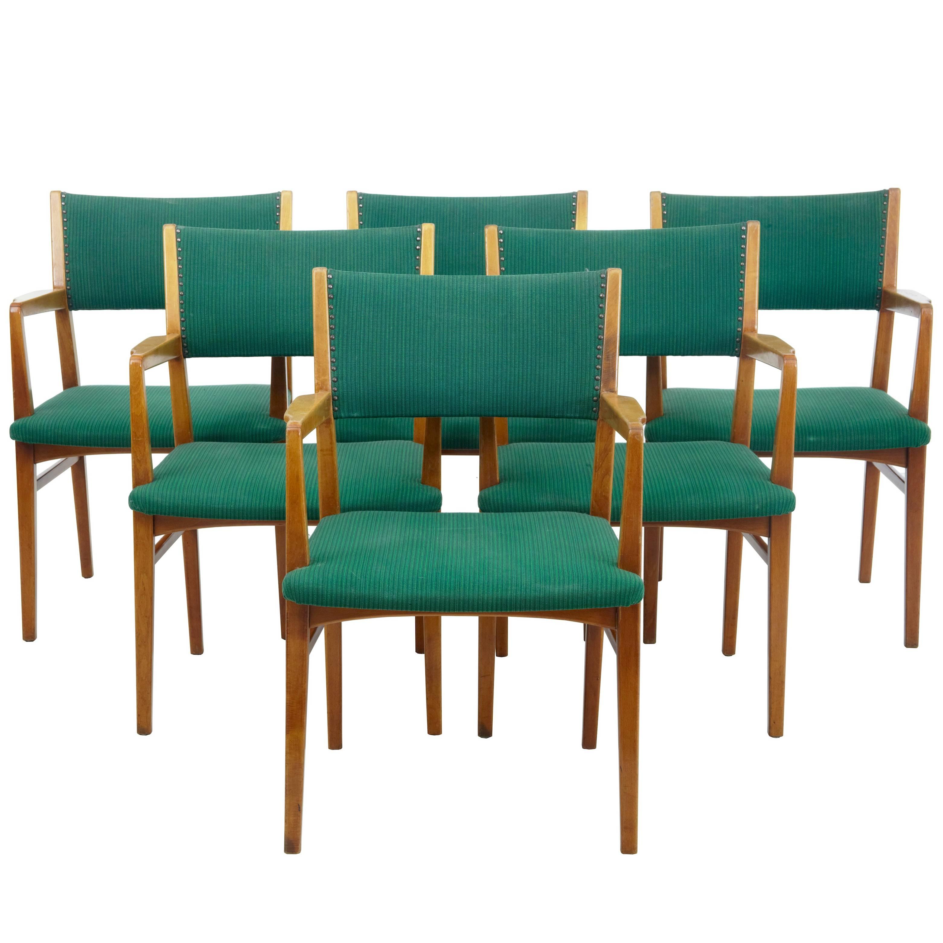 Set of Six Scandinavian Modern 1960s Armchairs
