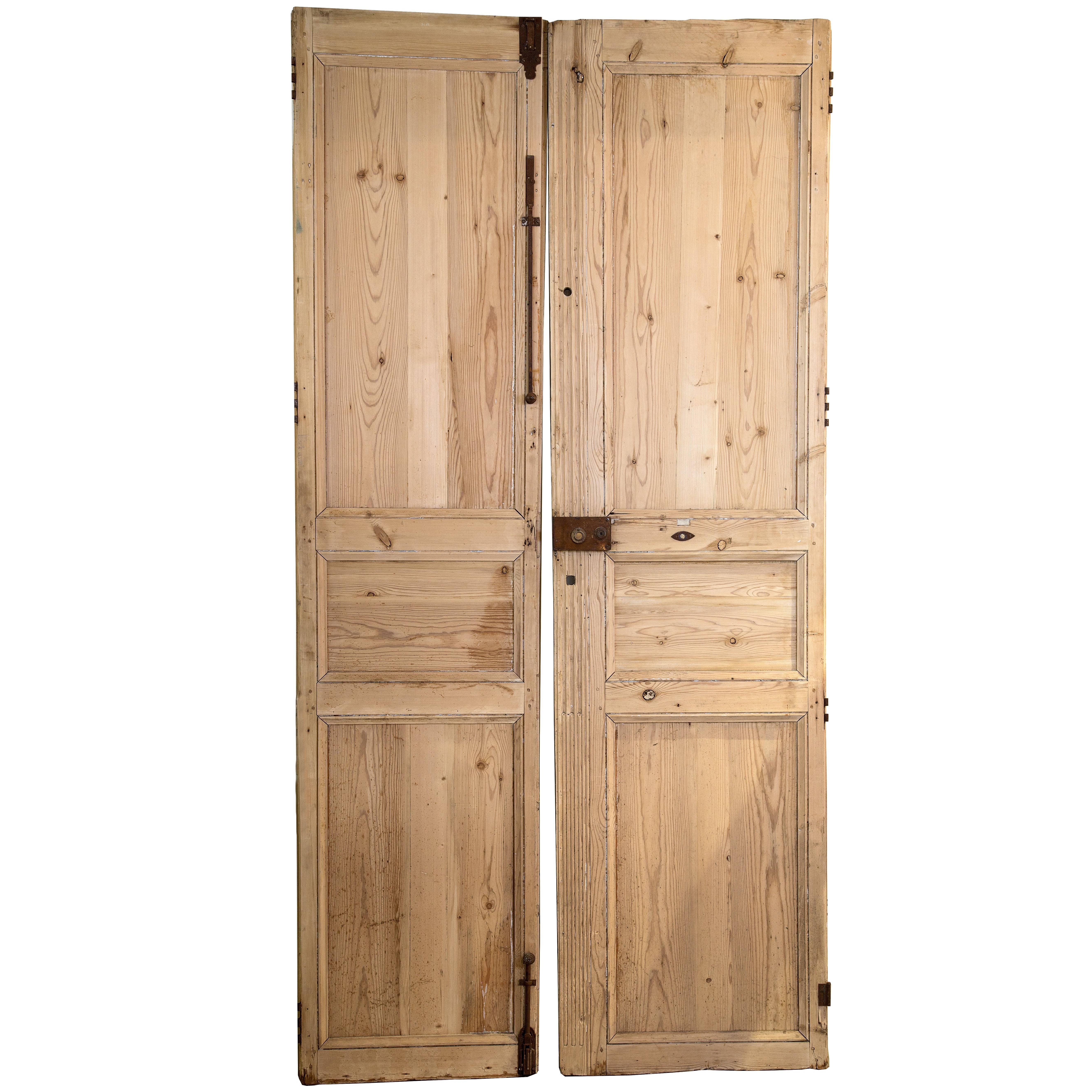 Pair of Inside Pine Doors from a Stately Home in Marseille For Sale