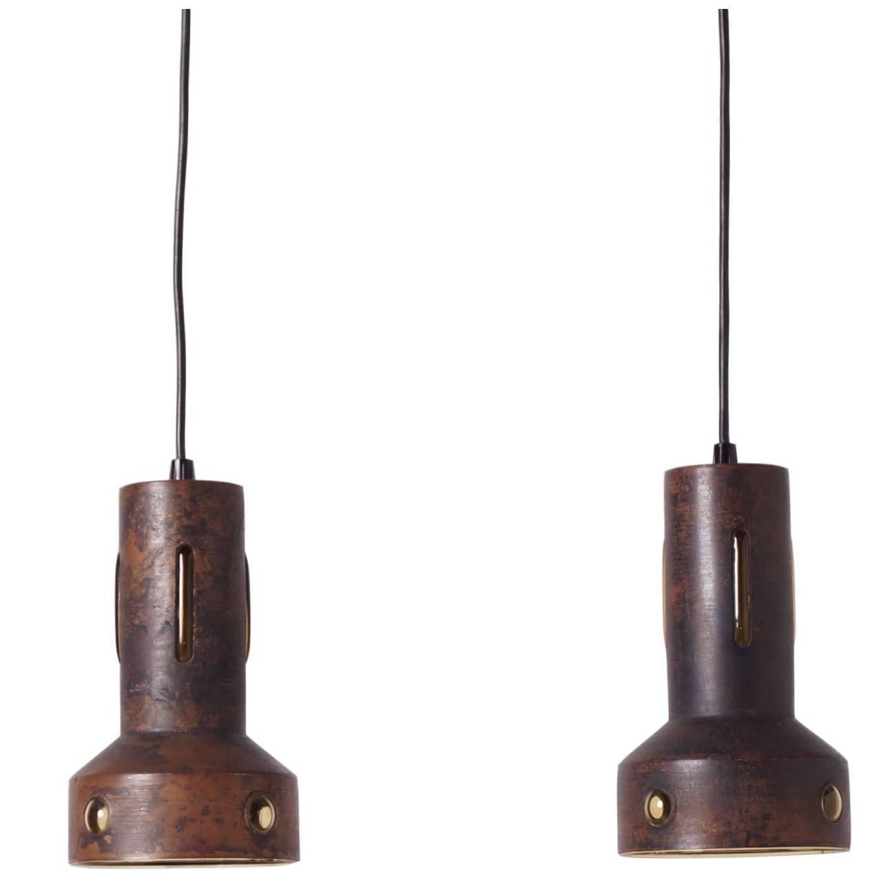 Pair of Copper Pendant Lights of Nanny Still, circa 1960 For Sale