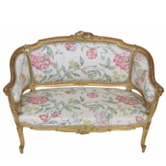 Antique French Gilt Carved Settee