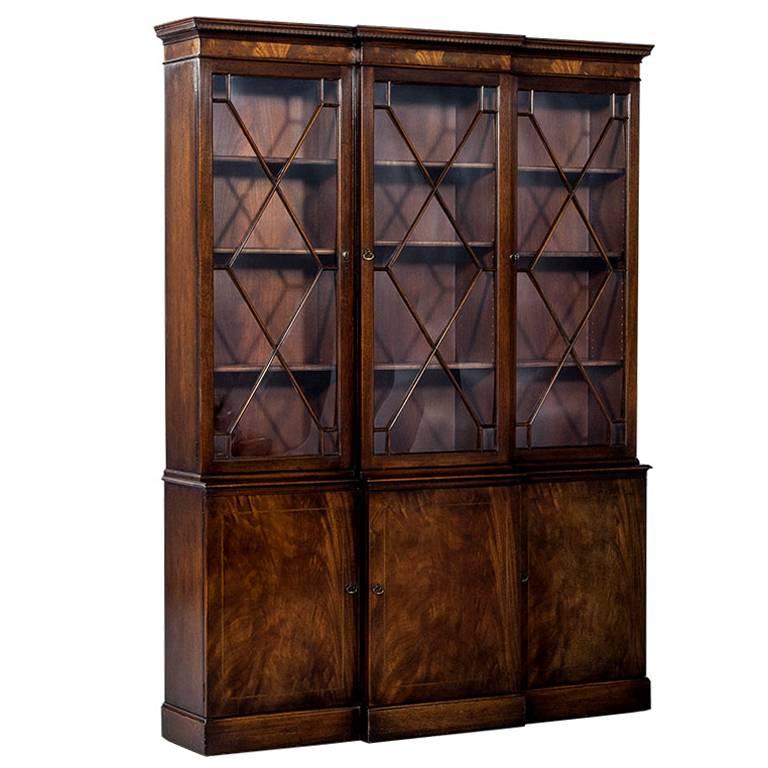 English Style Mahogany Break Front China Cabinet