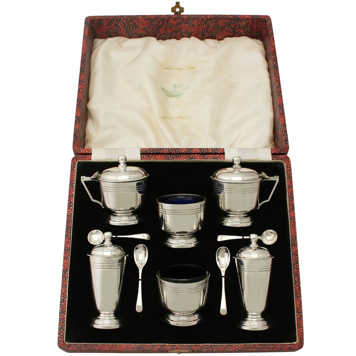 Art Deco Style Sterling Silver Condiment Set