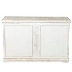 Vintage Cerused Painted Distressed French Kitchen Island or Dry Bar, circa 1930