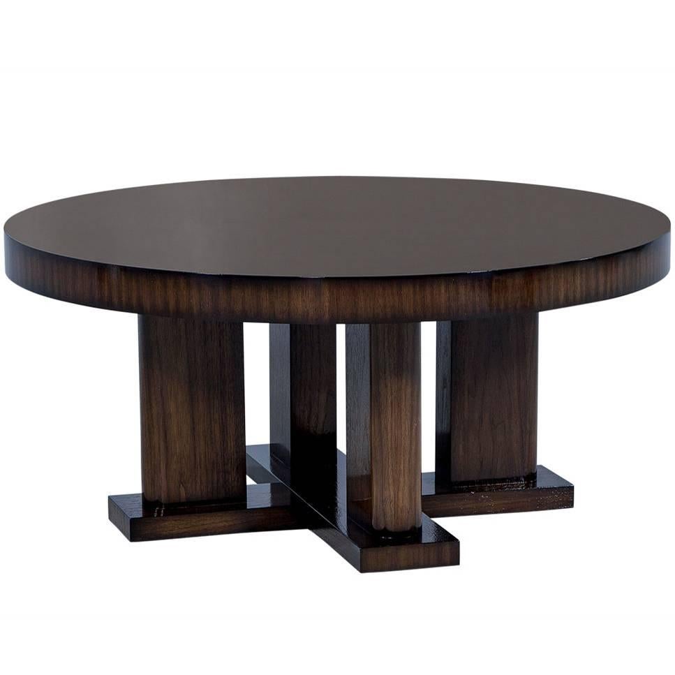 Custom Macassar Ebony Round Modern Cocktail Table For Sale