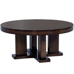 Custom Macassar Ebony Round Modern Cocktail Table