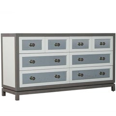 Custom Grey and White Eight Drawers Antique Mirrored Commode