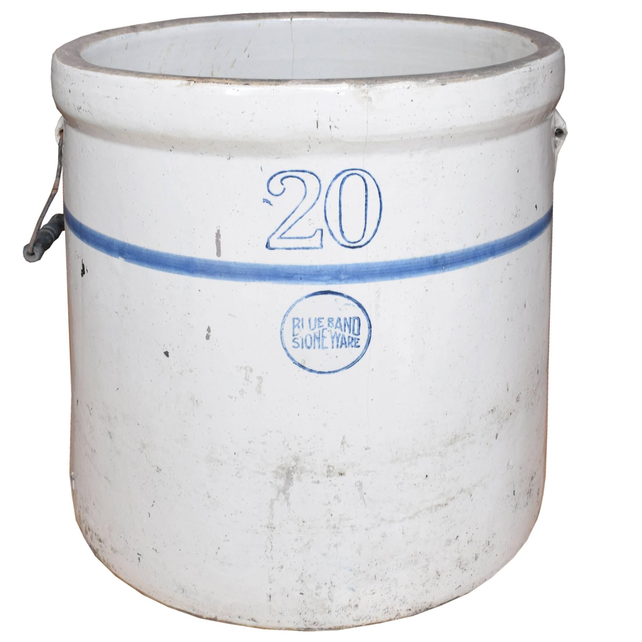 American Blue Band Stoneware Crock