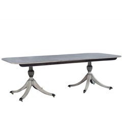 Dove Grey Mahogany Duncan Phyfe Dining Table