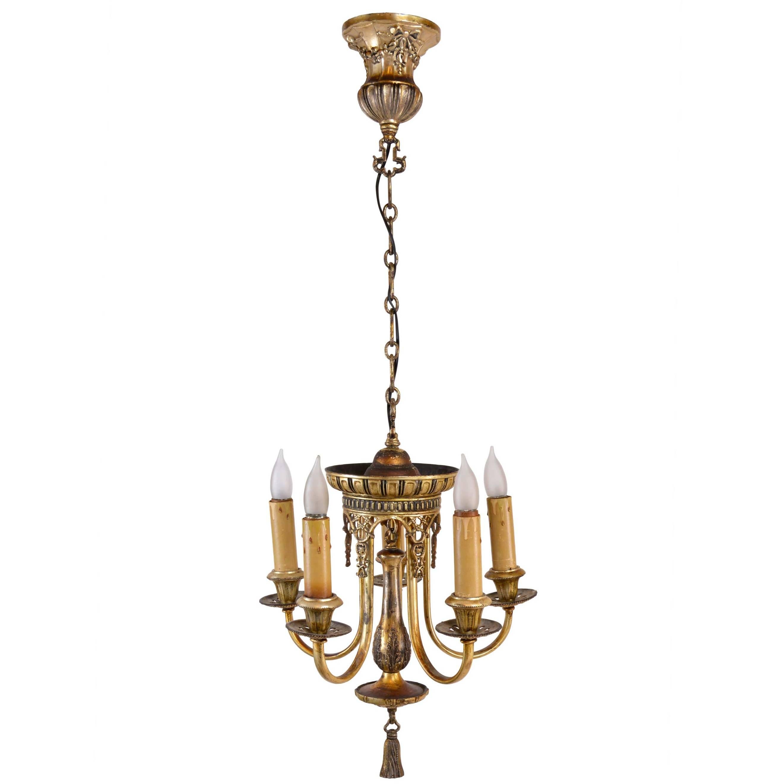 Ornate 1920s Silver Plated Chandelier