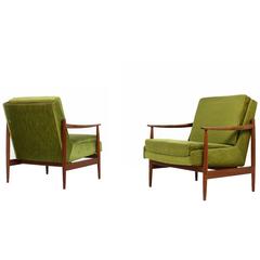 Pair of Mid-Century Modern Teak Lounge Easy Chairs by Eugen Schmidt, 1950s