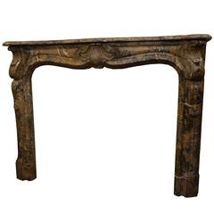 18th Century Louis XV Antique Fire Mantel in Belgian Marble Du Rance