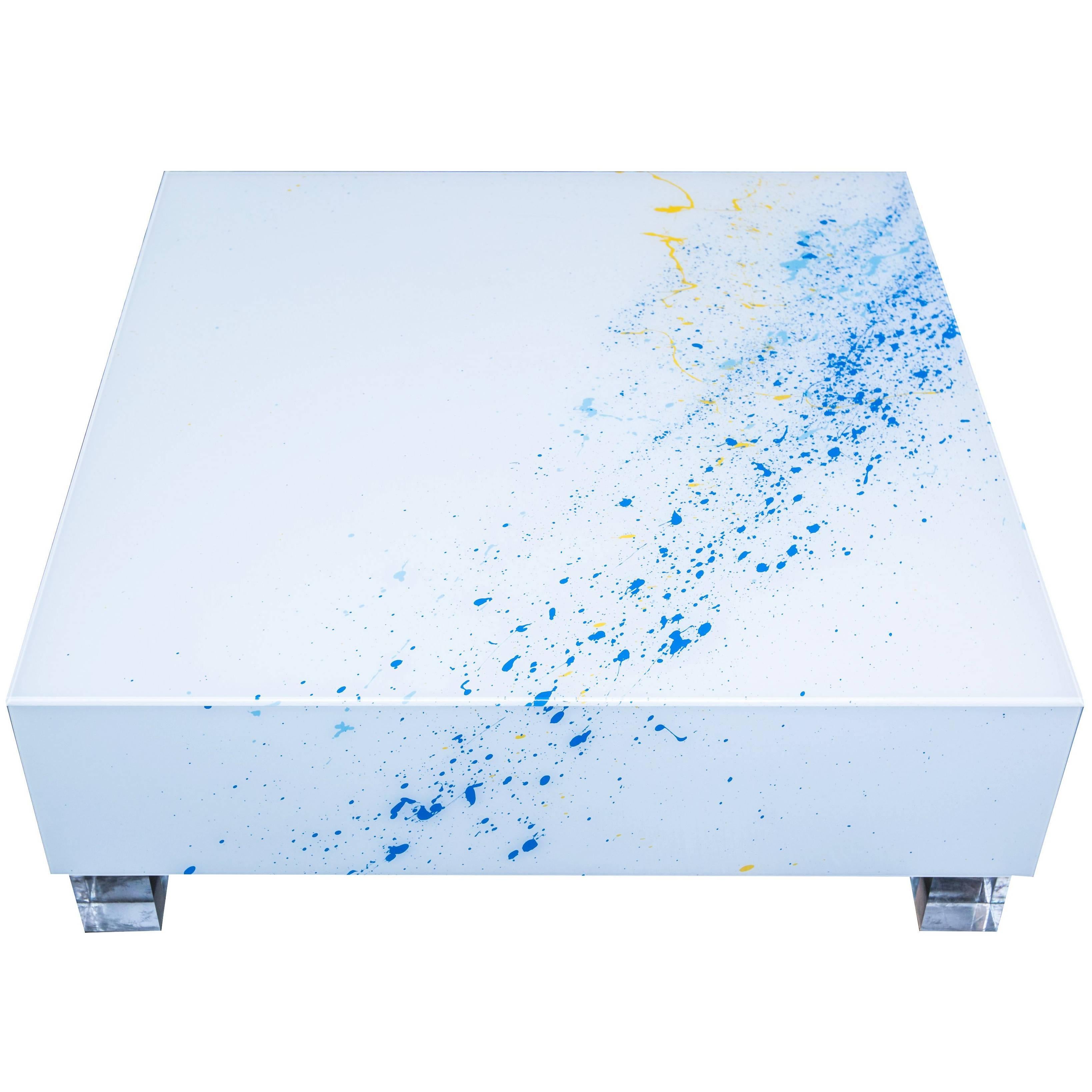 Reverse Painted Lucite Coffee Table