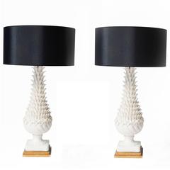 Pair of Manises Porcelain Table Lamps