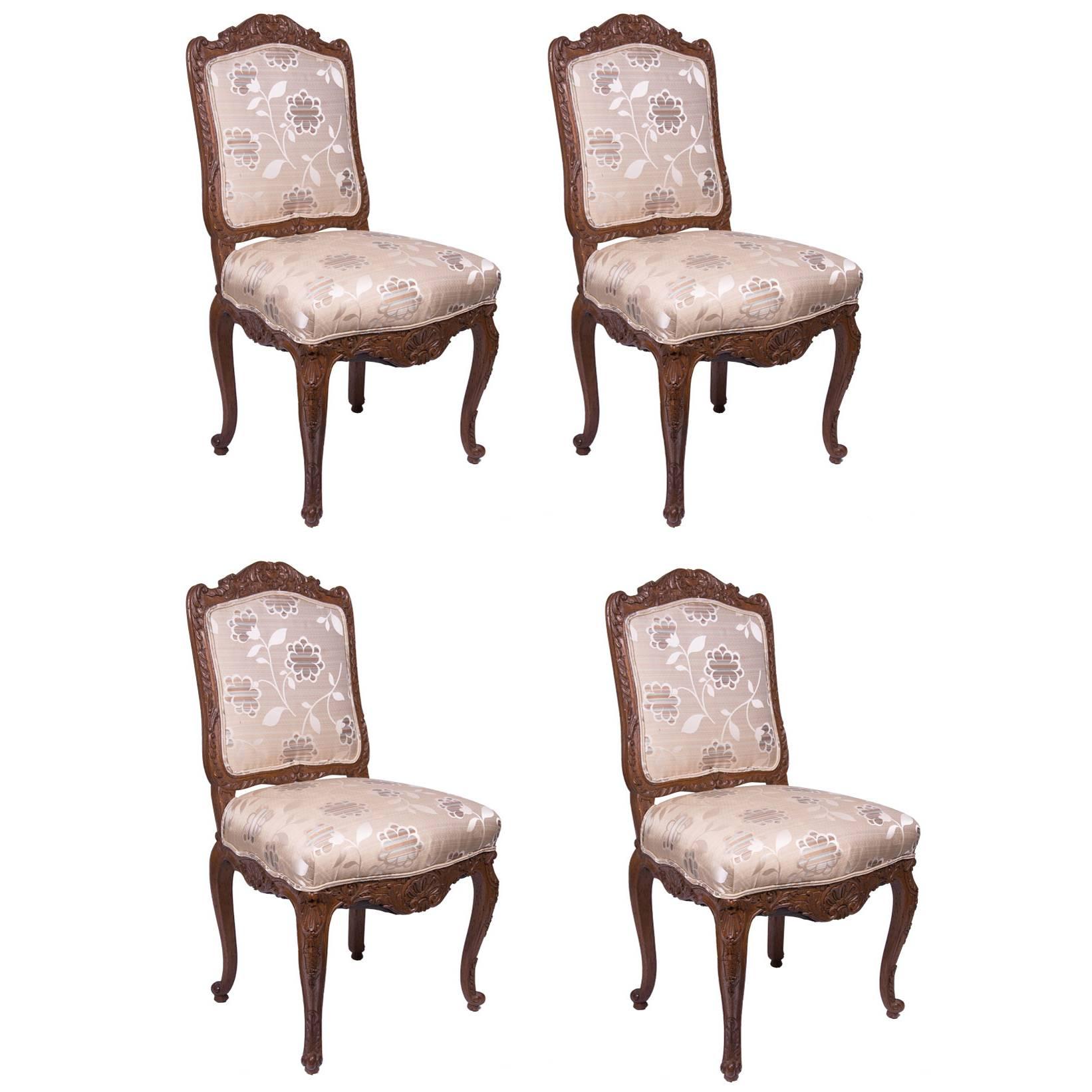 Set of 19th Century Louis XV Style Oak Side or Dining Chairs