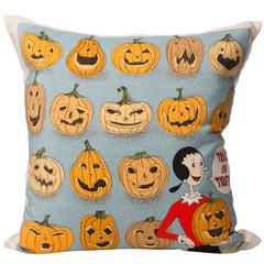 Retro Moschino Silk Scarf and Irish Linen Halloween Cushion Pillow