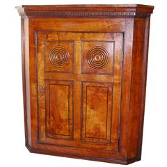 George III Period Ash Hanging Corner Cupboard