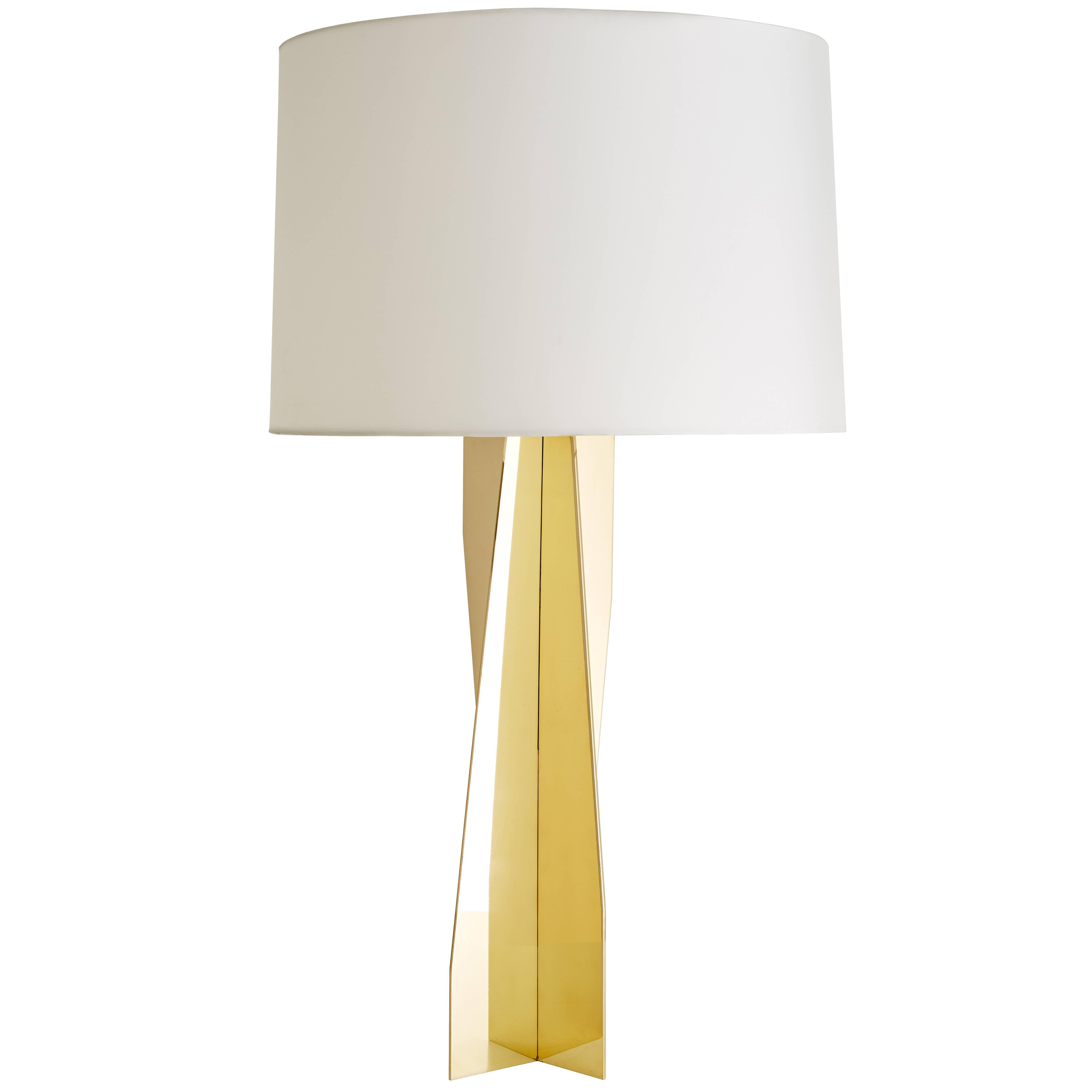 Folded Brass Origami Table Lamp For Sale