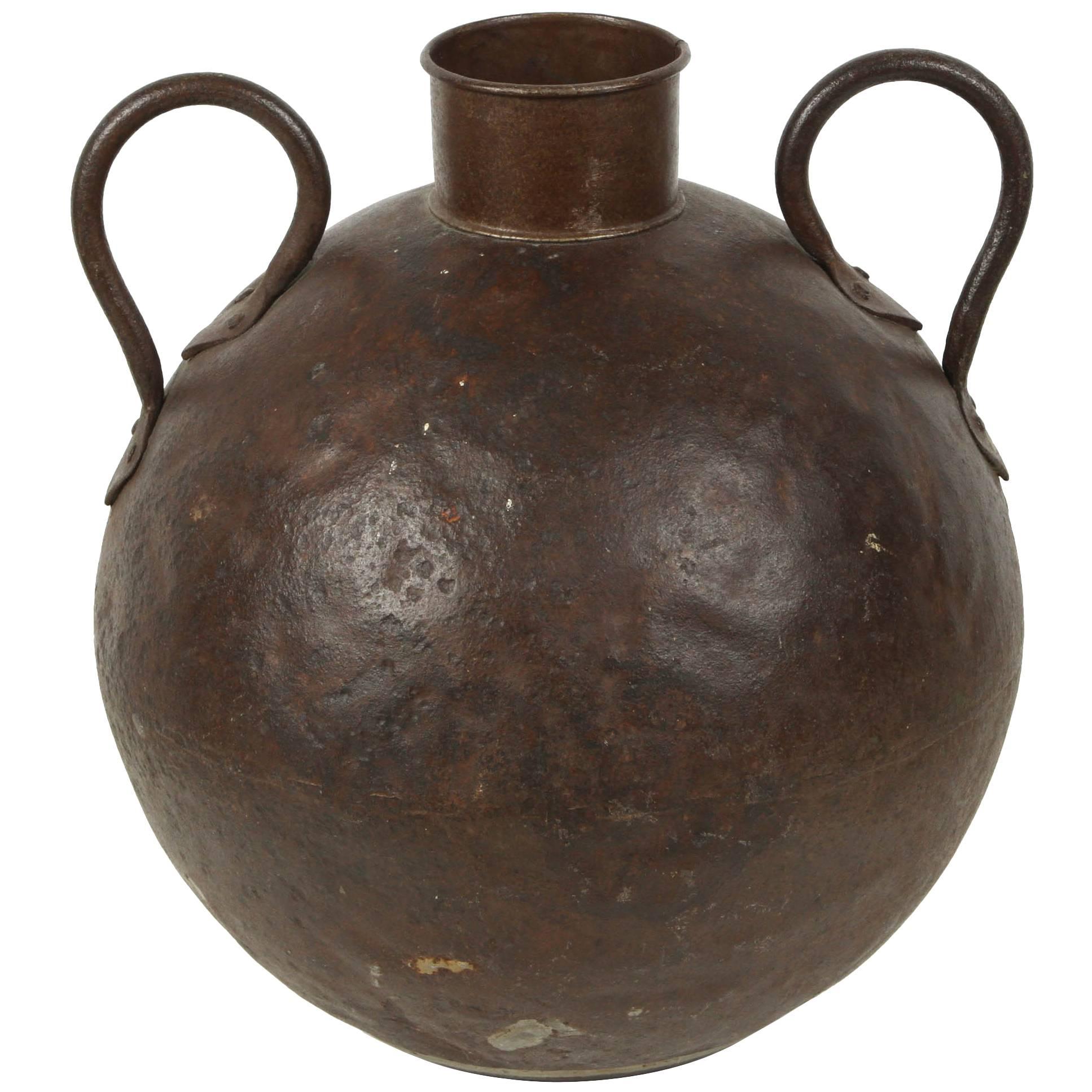 Antique Metal Water Jar with Handles