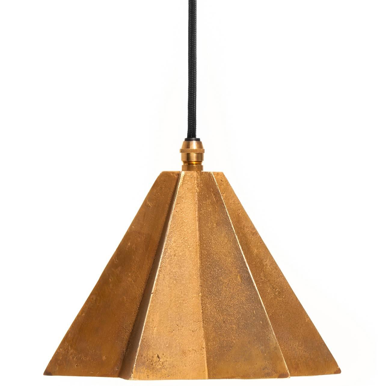 Raffaele Geometric Star-Shaped Pendant Light in Textured Cast Brass by Fred&Juul For Sale