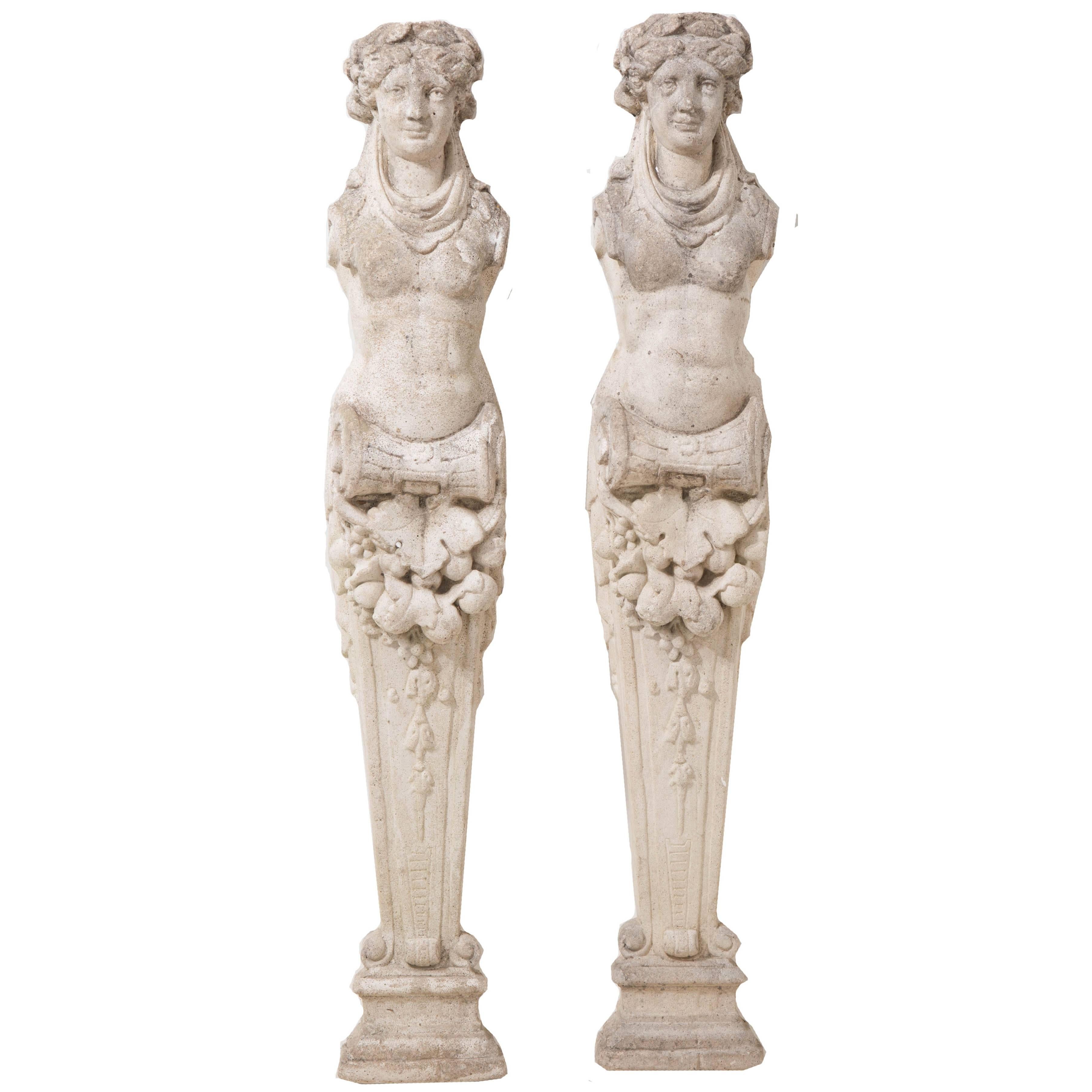 Pair of French 19th Century Stone Mantel Legs