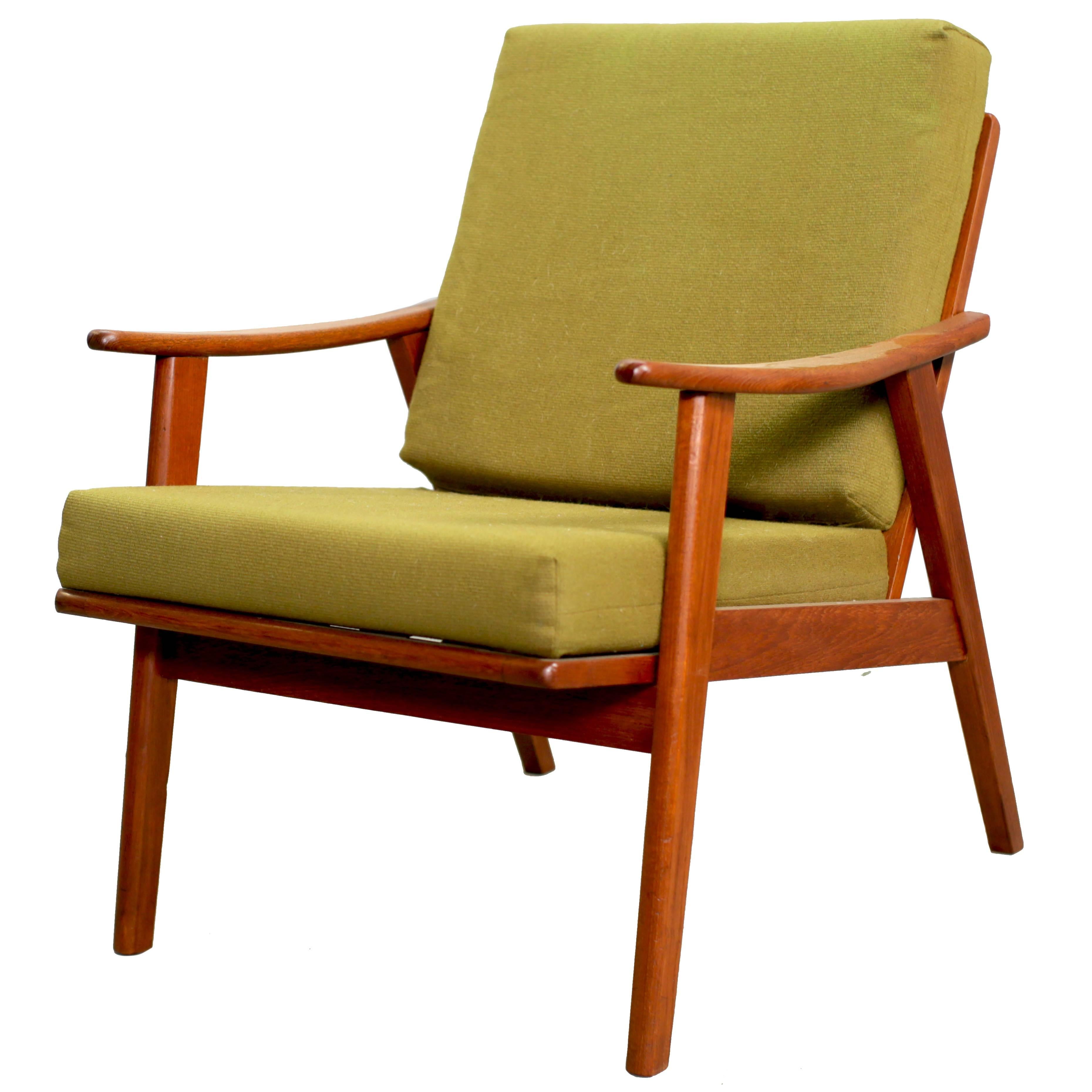 Mid Century Danish Arm Chair (now in red fabric) For Sale