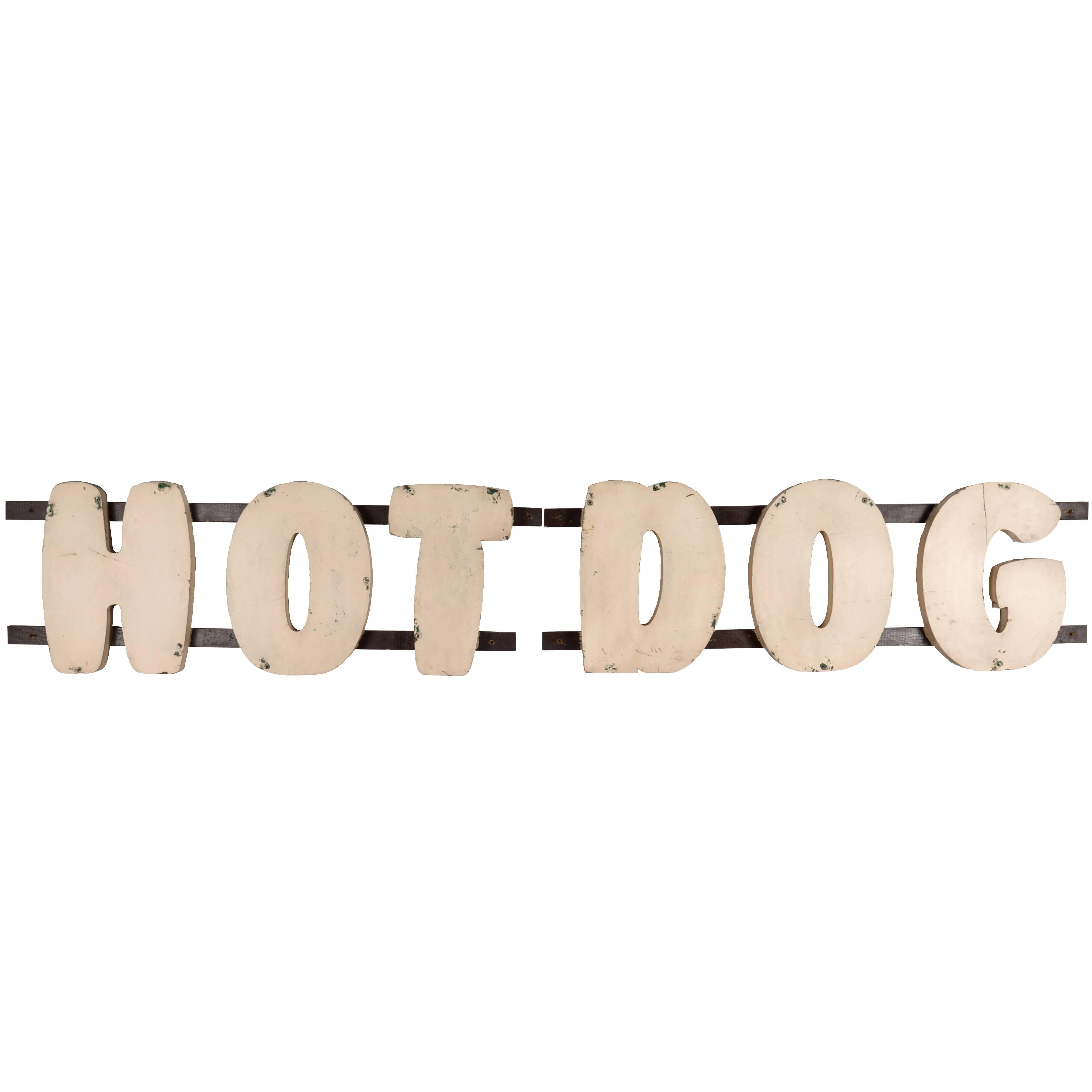 Large Wooden Hot Dog Sign