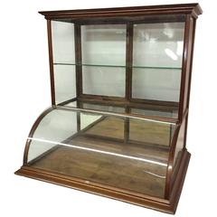 Used J.H. Terhune New York Walnut and Glass Counter Top Display Cabinet