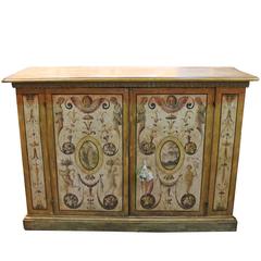 18th Century Neoclassical Louis XVI Venetian Polychrome Two-Door Credenza