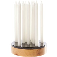 Cornelius Candleholder, Solitary Game and Centerpiece in Black Marble and Wood