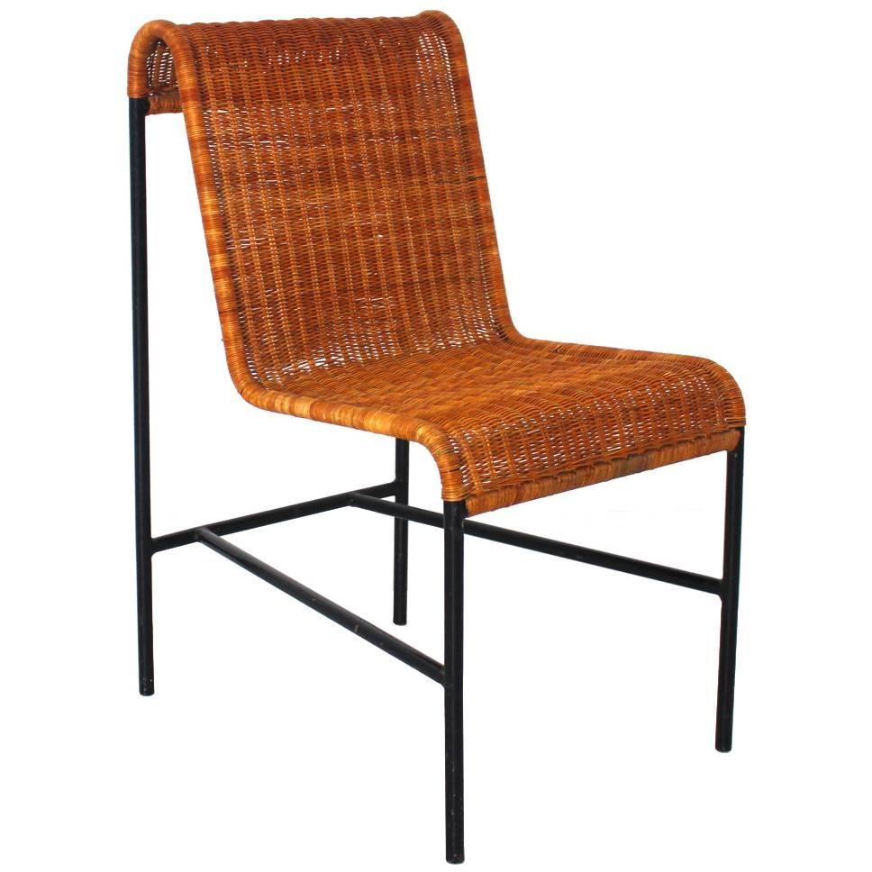 Mid-Century Modern Chair by Harold Cohen and Davis Pratt, USA, 1953 Rattan Metal For Sale