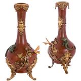 Pair of Lacquered and Gilt Bronze Antique Japonisme Vases