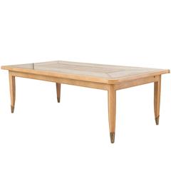 French Art Moderne Maple Rectangular Dining Table with Églomisé Top
