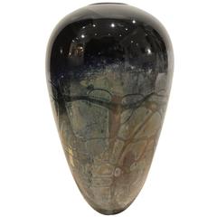 Handblown Black and Celadon Glass Vase by Chris Ross