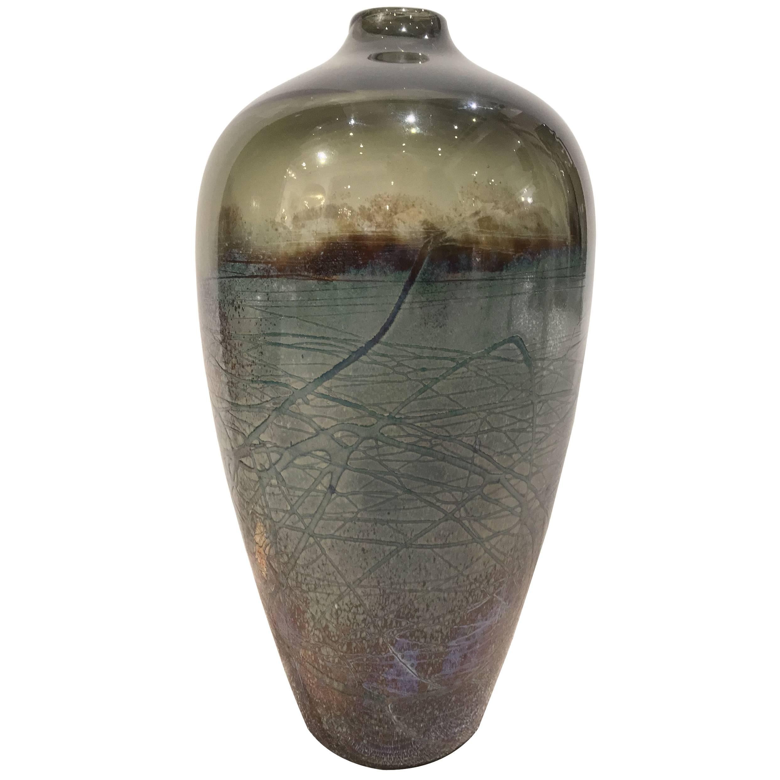 Handblown Grey Celadon Glass Vase by Chris Ross