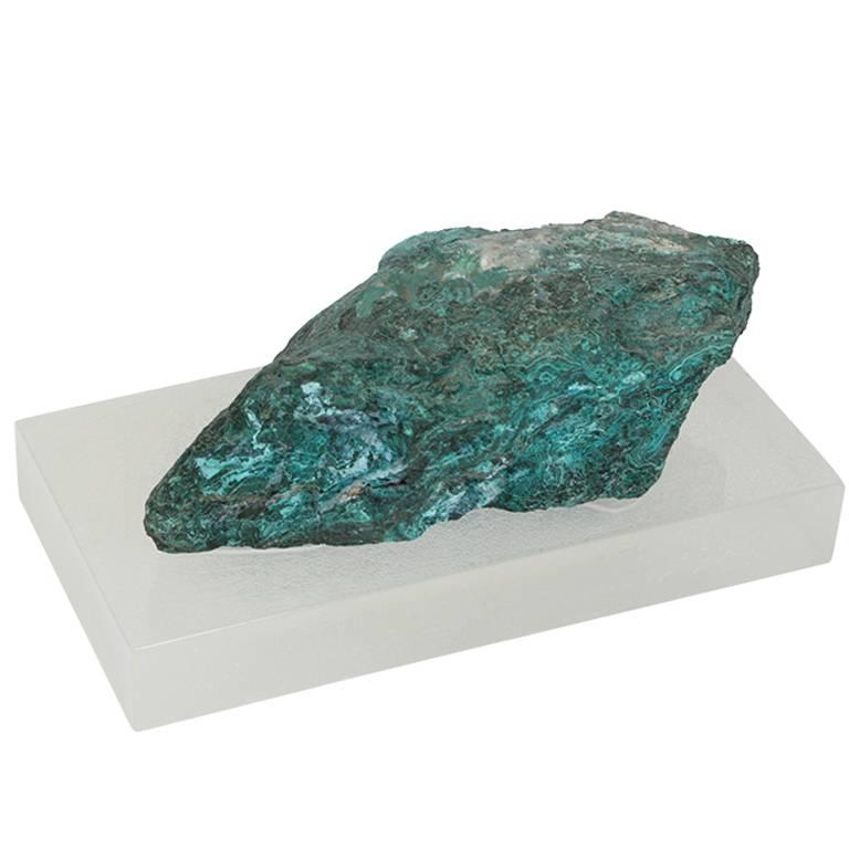 Large Malachite Specimen on Lucite Plinth from the Brody House