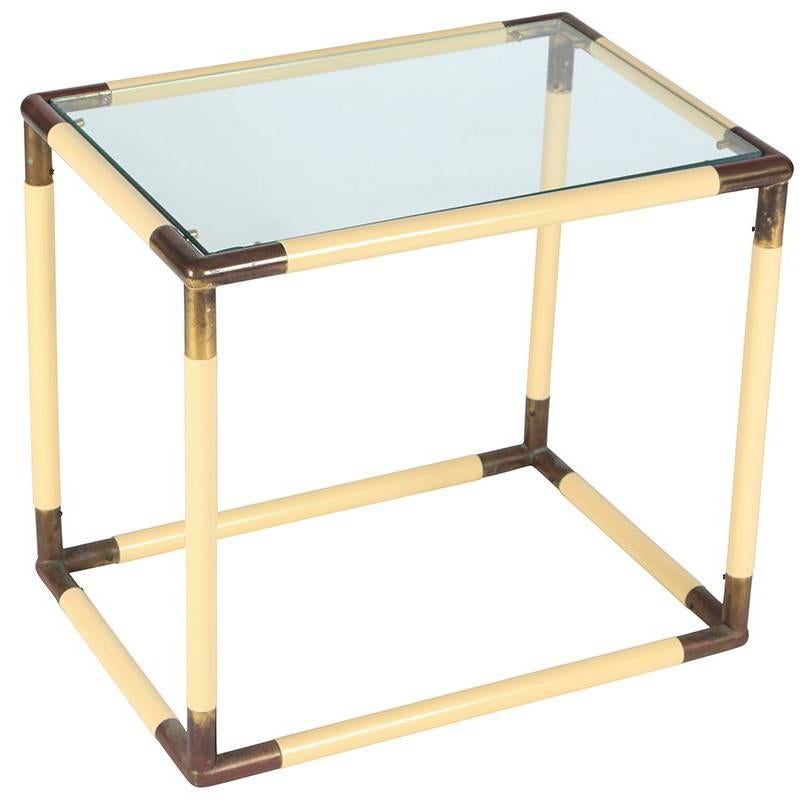 Modern Italian Geometric Glass Top Table