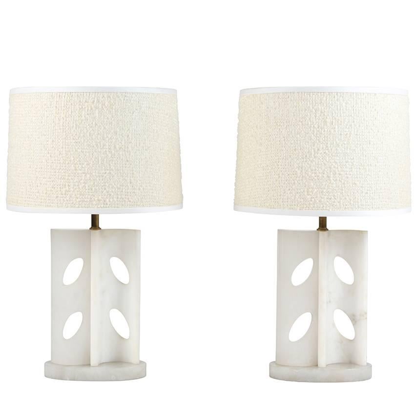 Chic Alabaster Table Lamps by Marbro Lamp Co