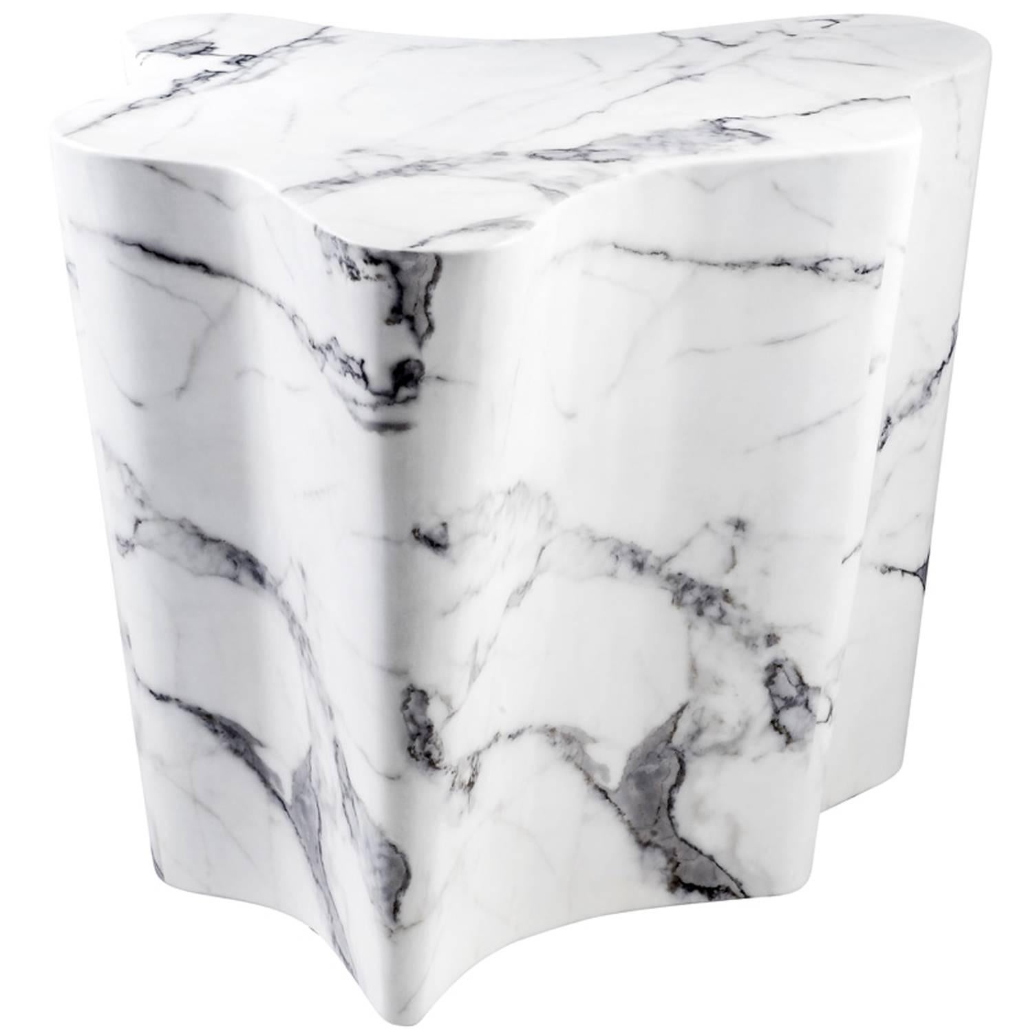 Trespa Side Table in White Faux Marble