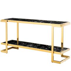Sena Console Gold Finish with Faux Marble Top and Shelf 5